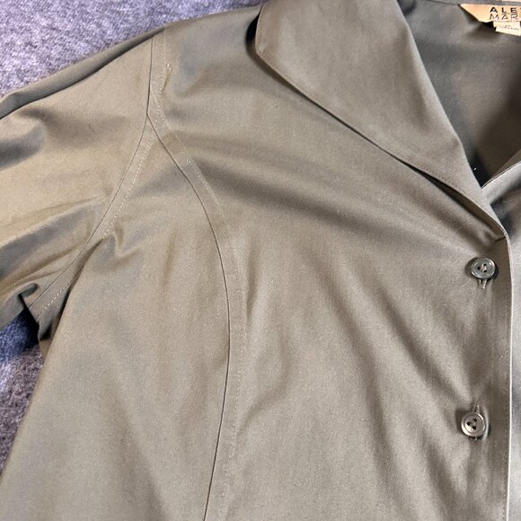 Alex Marie Sz 12 Olive Green Roll Tab Collared Button‎ Sleeves Shirt Dress - Picture 5 of 12